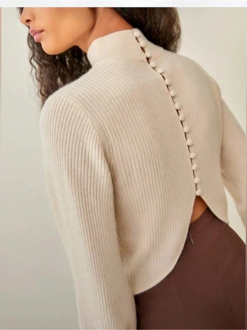 Reformation Kieran Cashmere Button Back Sweater Cream